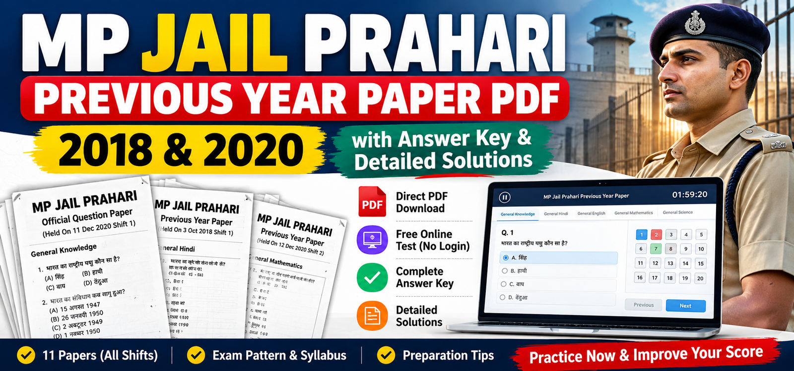 Download MP Jail Prahari Previous Year Paper PDFs